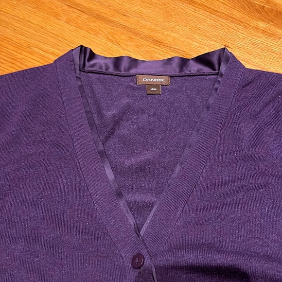 Plum Button down Cardigan, Size Medium - Picture 5 of 8